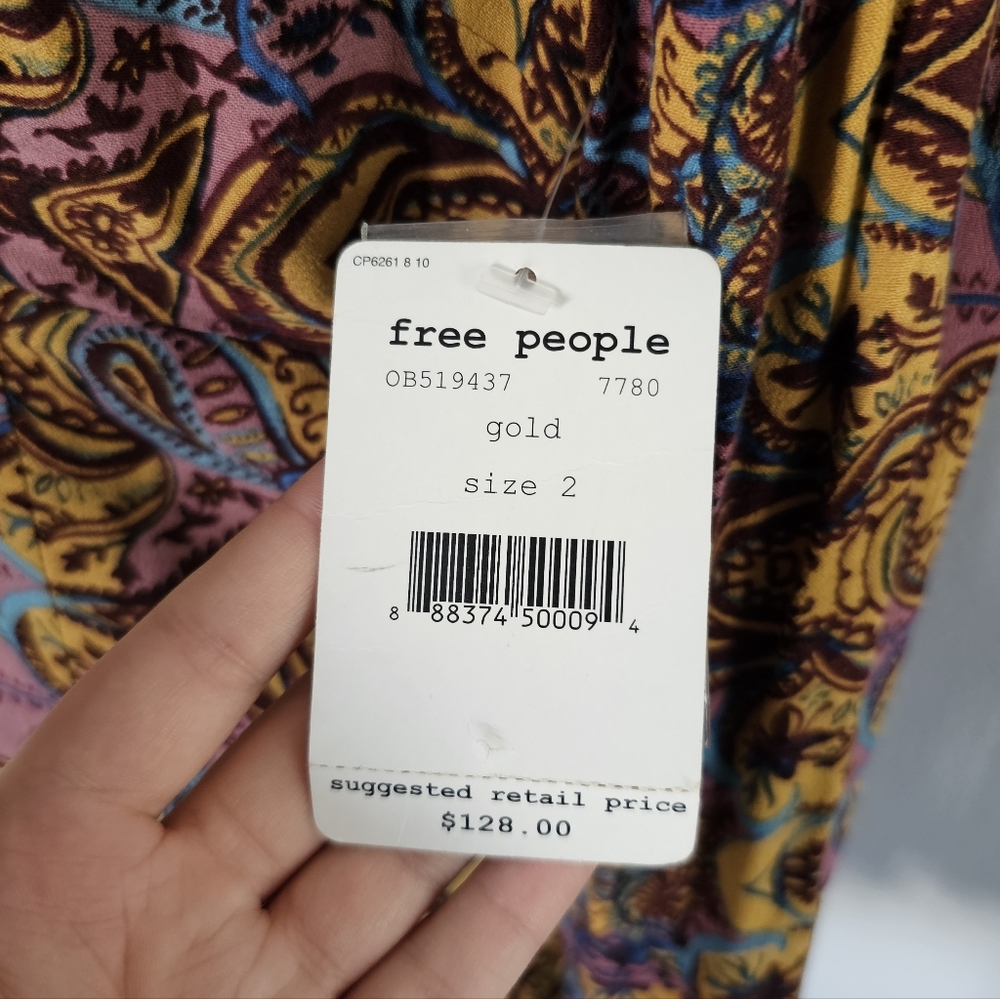 NWT Free People Ossie Vibes Boho Paisley Hippie Bell Sleeve Mini Dress Size 2 - Picture 12 of 14
